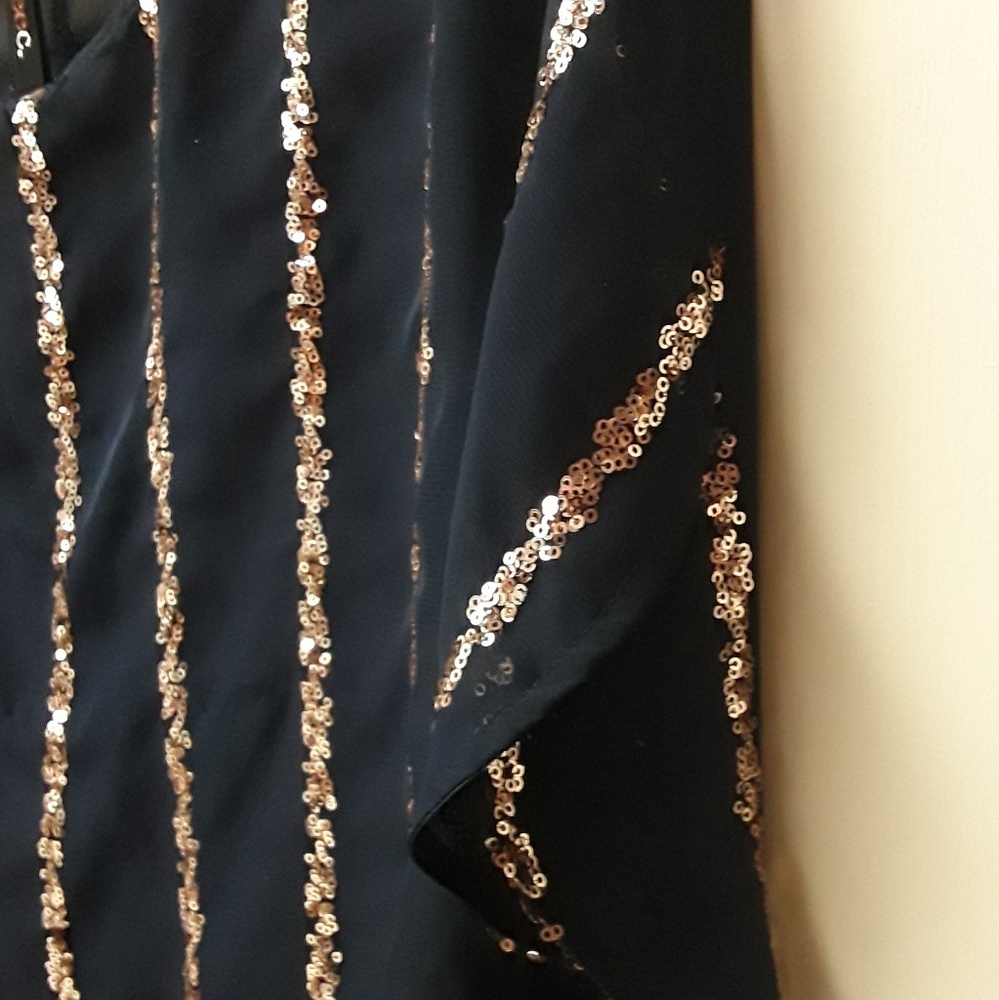 Blue Gold Sequin Boho Top Reneec - Picture 3 of 5